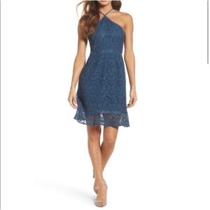 Chelsea 28 Blue Lace Halter Dress Size S